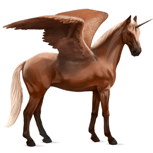 unicornio de montar alado cuarto de milla alazán crines lava