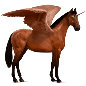 unicornio de montar alado cuarto de milla alazán crines lava