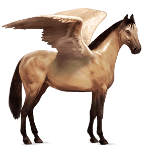 pegaso de montar pinto pío tobiano bayo