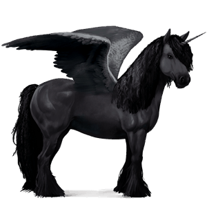 unicornio de montar alado frisón negro
