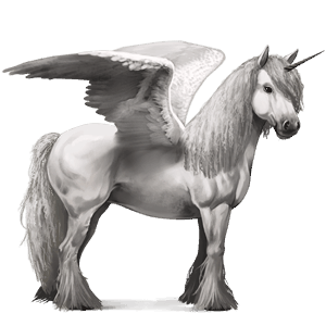 unicornio de montar alado gypsy vanner pío tobiano bayo tostado