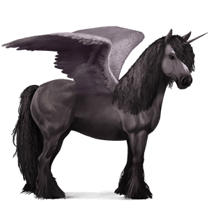 unicornio de montar alado pura sangre gris tordo