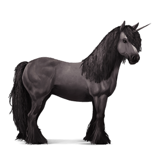 unicornio de montar gypsy vanner pío negro tobiano