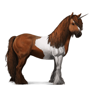 unicornio de montar gypsy vanner pío tobiano alazán