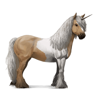 unicornio de montar gypsy vanner pío tobiano palomino