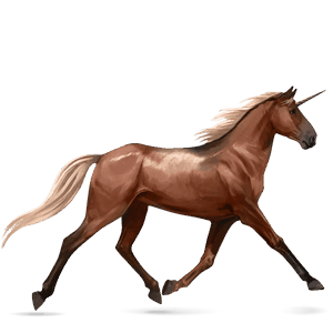 unicornio de montar alazán tostado crines lava