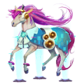 unicornio poni alazán tostado crines lava