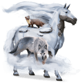 unicornio de montar pío tobiano alazán