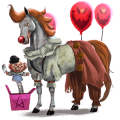 caballo errante payaso malvado